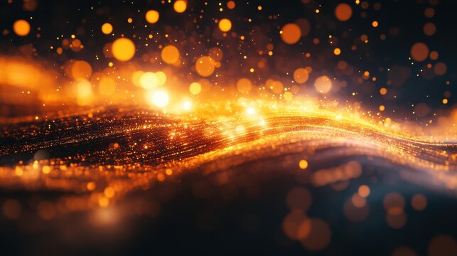 The image is a blurry, glowing, and colorful wave of light