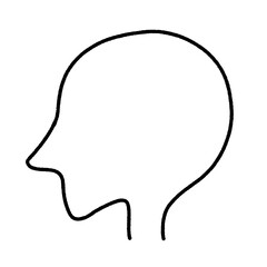 線画のシンプルな横顔のシルエット　考える・頭・マネキン