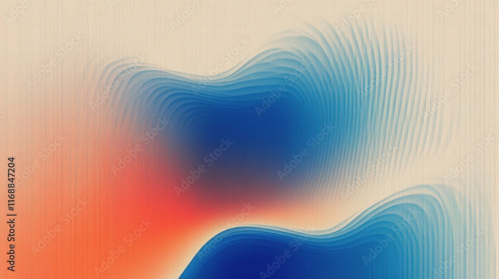 Poster abstract gradient background with retro wave patterns in vibrant colors and smooth curves for modern
