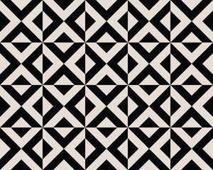 Seamless black and white half square triangle pattern. Graphical illustration for a unique wall decor, textiles and interior design.
