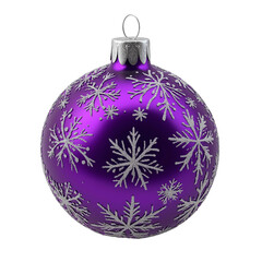 A stunning and elegant shimmering purple bauble featuring intricate silver snowflake designs,...