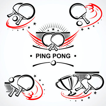 Ping Pong labels and icon set. Collection icons ping pong. Vector