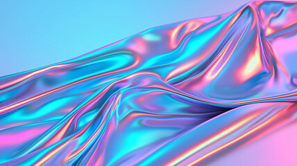 Abstract holographic metallic foil background in ethereal pastel colors.
