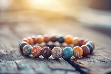 カラフルな天然石のブレスレット　Generative AI