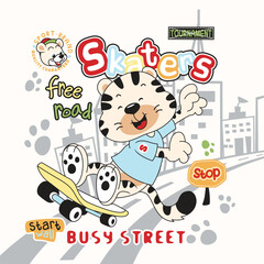 Adorable animal vector performing freestyle skateboarding tricks with a cheerful and energetic vibe.