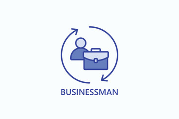 Businessman isolated vector, icon or logo sign symbol illustration