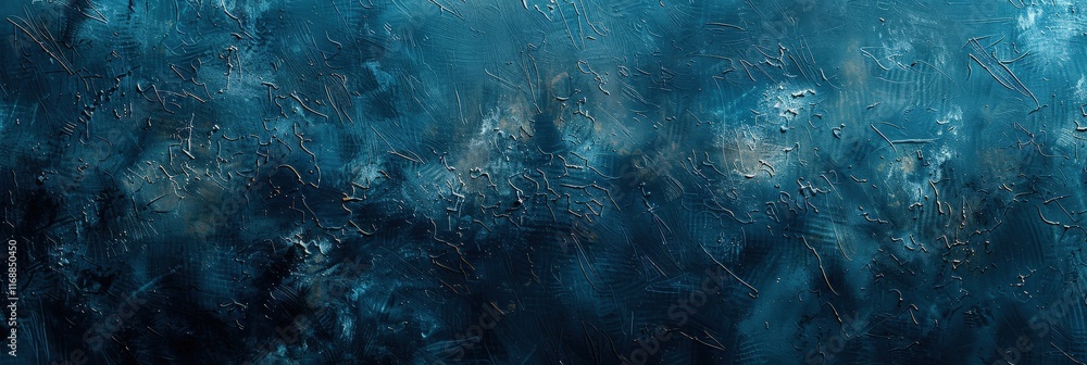 Poster abstract grunge texture background in deep blue tones with unique patterns and intricate details ide