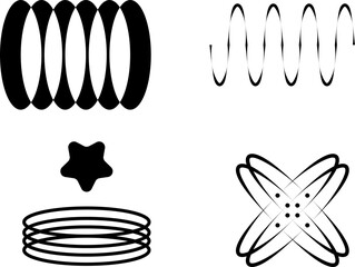 Brutalist geometric shapes, symbols. Simple primitive elements and forms. Bauhaus retro design, trendy contemporary minimalist style. Vector illustration