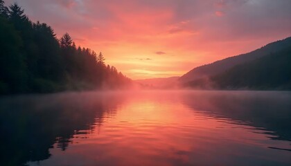 Obraz premium sunset over the lake