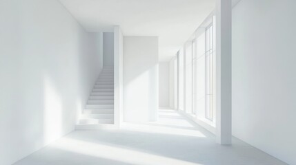 Obraz premium a minimalist child's room with a white background with features a small