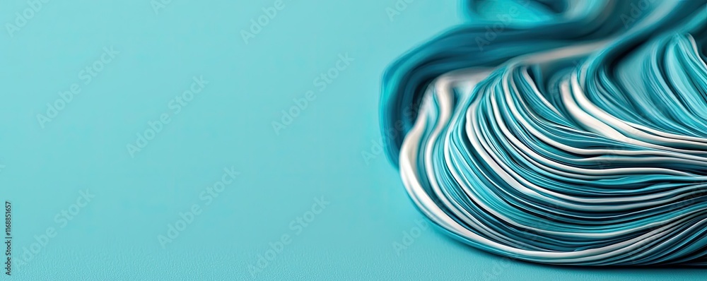 Poster ink abstract background idea. a fluid wave of turquoise and white fabric, creating a stunning abstra