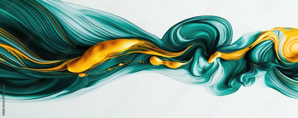Poster ink abstract background idea. a vibrant abstract image combining teal and gold swirling colors on a 
