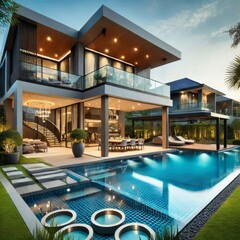 Fototapeta premium Elegant Luxury Home with Pool Design