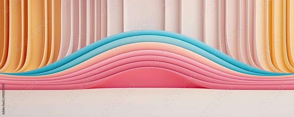 Poster rainbow abstract background idea. vibrant layered abstract background with soft waves in pastel colo