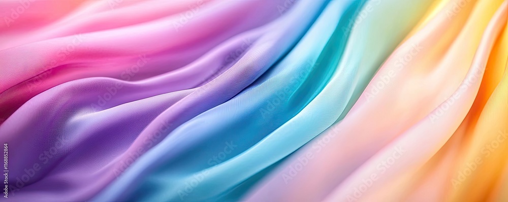 Poster rainbow abstract background idea. vibrant silk fabric drape showcasing a spectrum of colorful hues a