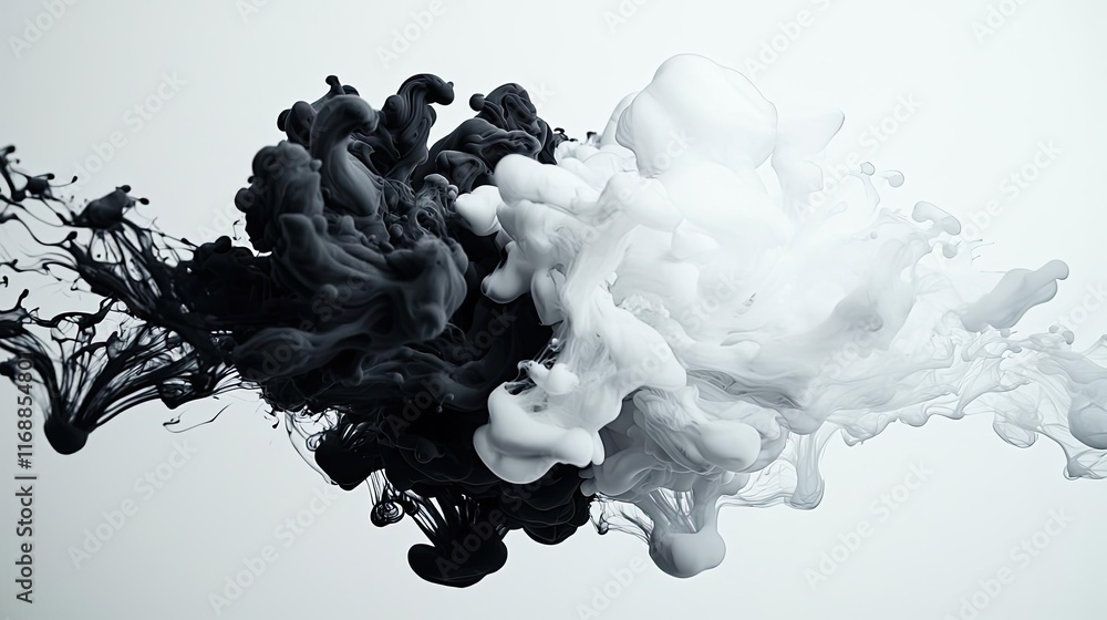 Poster ink abstract background idea. abstract swirling ink in black and white creates a striking visual eff