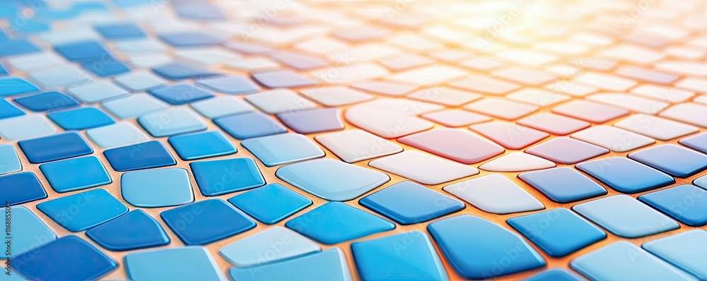 Poster mosaic abstract background concept. textured blue tiles create a stunning abstract mosaic pattern wi