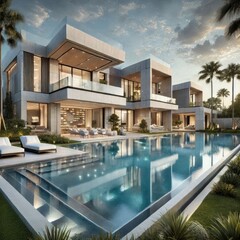 Fototapeta premium Minimalist Luxury Home with Clean Architecture