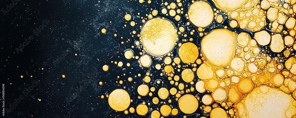 Poster ink abstract background idea. abstract yellow and black texture with circular shapes and modern arti