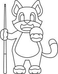 Cat Billiard Queue Animal Vector Graphic Art Illustration