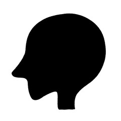 シンプルな横顔のモノクロシルエット　考える・頭・マネキン