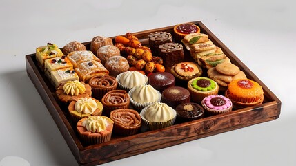lohri festival sweets arranged on traditional wooden tray