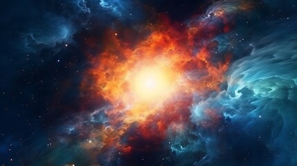 Celestial Nebula Cosmic Explosion Fiery Starburst