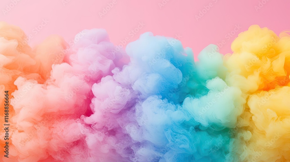 Poster ink abstract background idea. vibrant colorful smoke clouds create a dreamy backdrop against a soft 