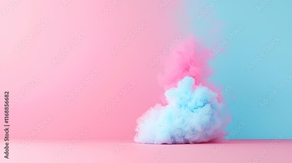 Poster ink abstract background idea. colorful smoke cloud on a pastel background, creating a whimsical and 