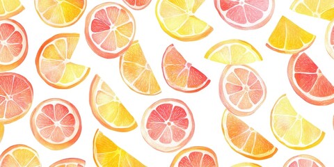 art of a pattern of orange slices on white background