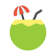 Illustration of an Holiday Flat Coconut Icon