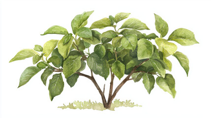 Fototapeta premium Watercolor depiction of lush green mulberry tree with vibrant leaves