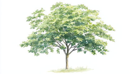 Obraz premium Watercolor depiction of lush green mulberry tree with vibrant leaves