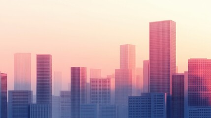 Fototapeta premium A city skyline with a pinkish hue in the background