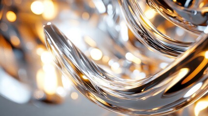 A shiny, curved object with a lot of reflections and light