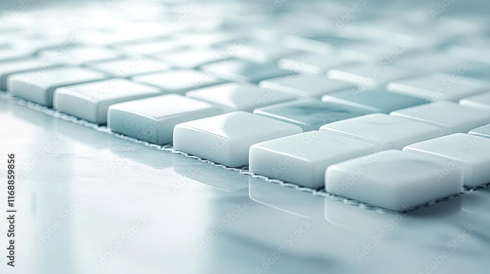 Poster mosaic abstract background concept. a close-up view of glossy white tiles arranged on a smooth surfa