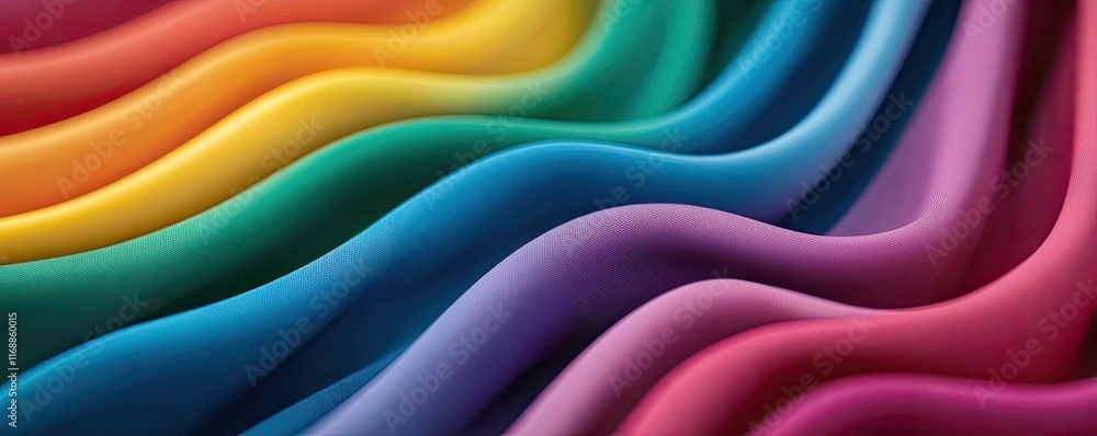 Poster rainbow abstract background idea. colorful wavy fabric texture showcasing vibrant hues and smooth pa