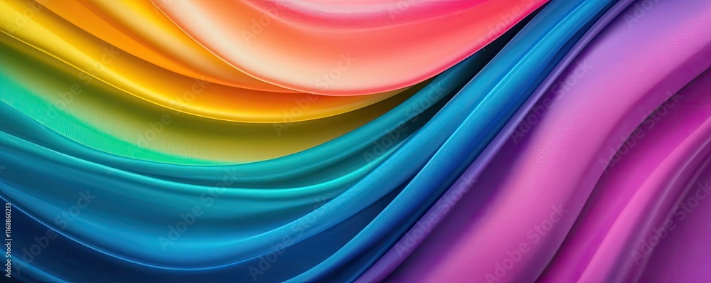 Poster rainbow abstract background idea. vibrant, flowing fabric showcasing a spectrum of colorful waves an