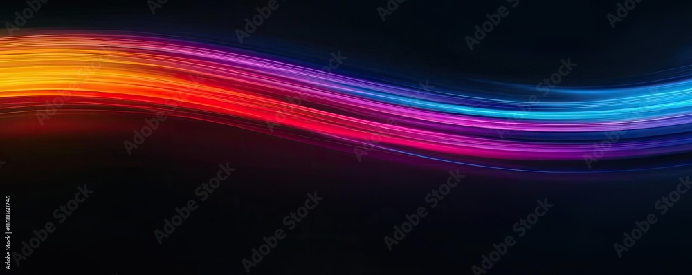 Poster rainbow abstract background idea. vibrant abstract waves of color flowing gracefully across a dark b