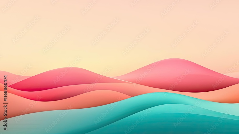 Poster ink abstract background idea. abstract landscape with smooth curves and pastel colors creating a ser