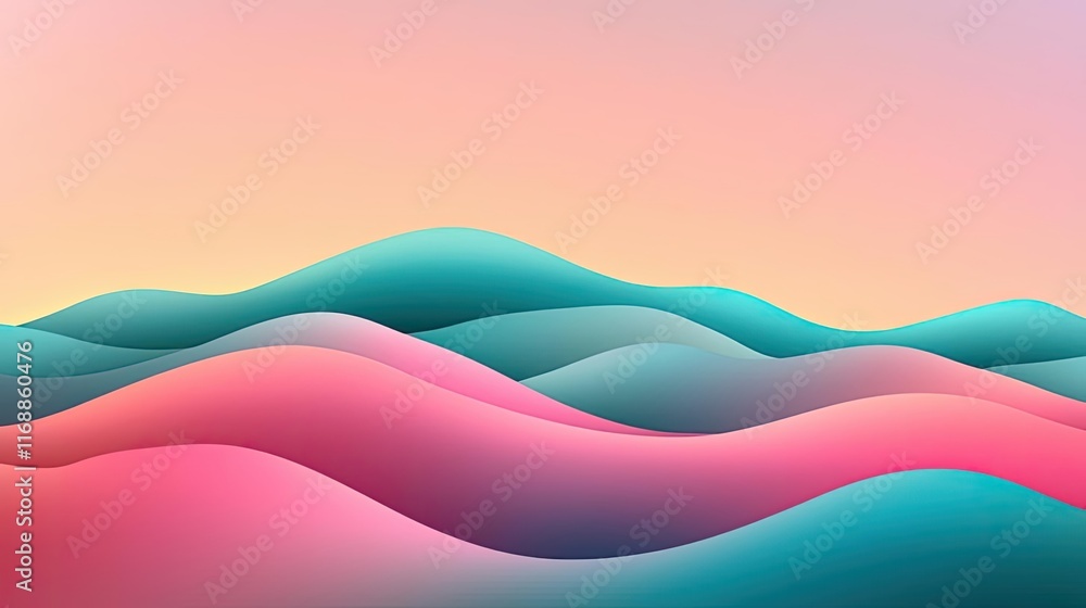 Poster ink abstract background idea. abstract colorful waves creating a serene and vibrant landscape illust