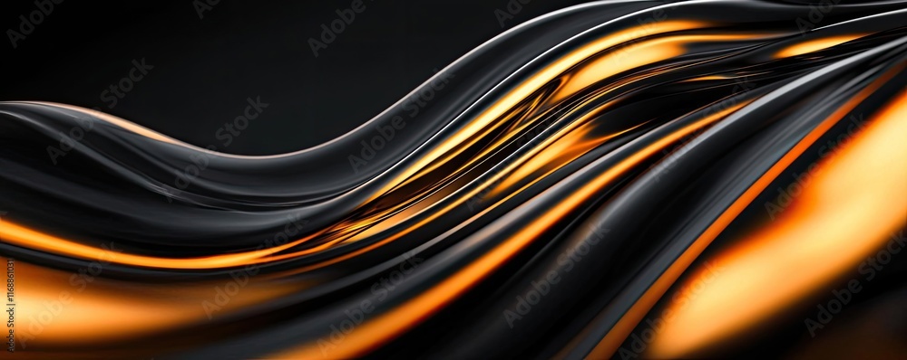 Poster ink abstract background idea. an elegant and modern wave pattern showcasing glossy black and golden 