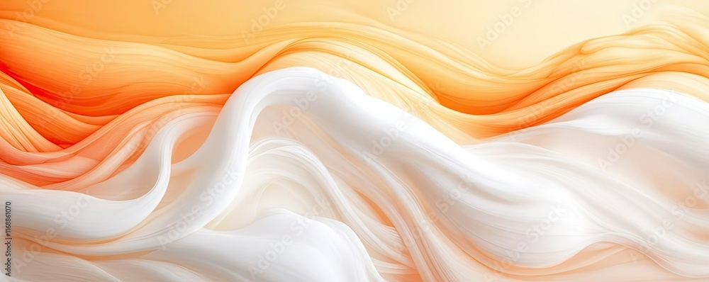 Poster ink abstract background idea. elegant waves of orange and white create a serene and soothing visual 