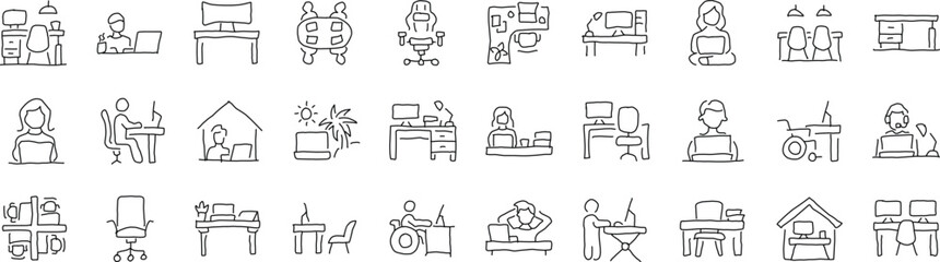 icon set handwriting symbol design business
