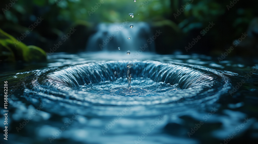 Poster a stream flowing in a loop, creating an endless circular motion,