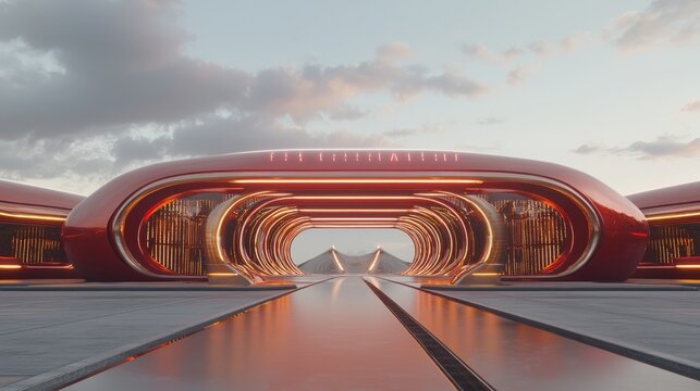 Modern Hyperloop Terminal in Futuristic China - Blending Tradition with High-Tech Design