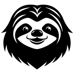 Cute Black and White Sloth Head Graphic