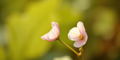 Fototapeta premium Delicate Pink Blossoms in Soft Focus, Illuminated by Gentle Sunlight