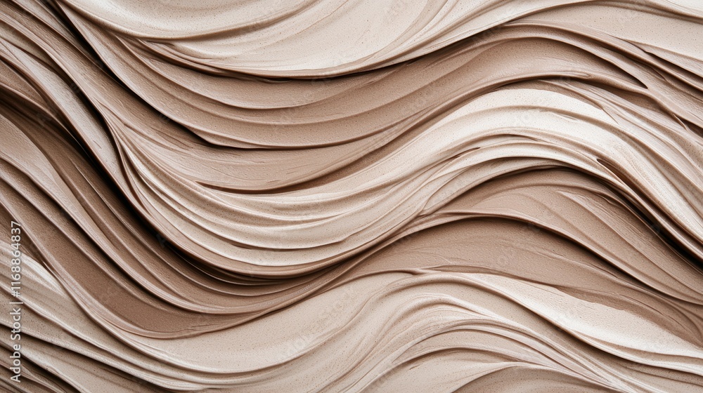 Poster abstract waves of creamy beige texture in soft flowing patterns