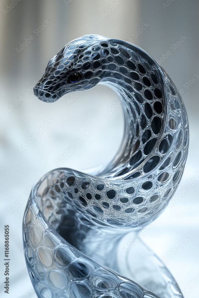 Aufkleber a mechanical snake-like structure curling and uncurling endlessly,